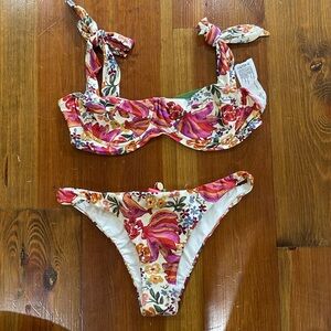 Floral Bikini Set with Tie Straps